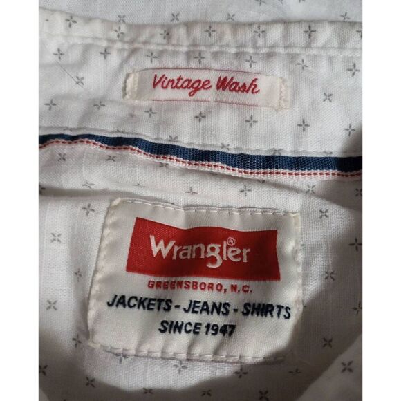 Wrangler Shirt Men's Large White Tan Button Front Rodeo - Picture 6 of 8